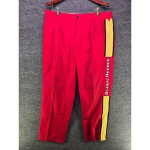 Vintage Simpson Beanee Weenee Racing Crew Pants Red Yellow Stripe Mens 38x28 USA